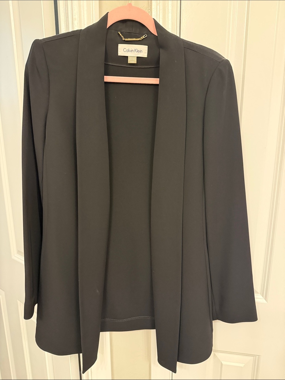 Calvin Klein Black Open Draped Blazer Jacket